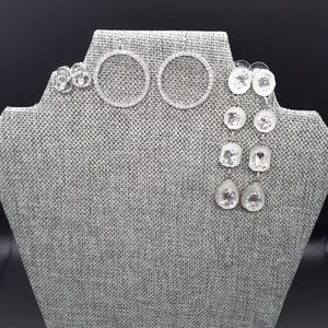 Silver Sparkle Crystal Earring Trio - 3 Pair Set